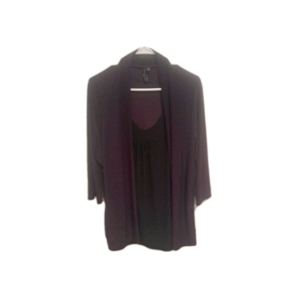 Zero 2 Eight Womens Sz 2X Layered Blouse Black Shirt w/ Purple Cardigan